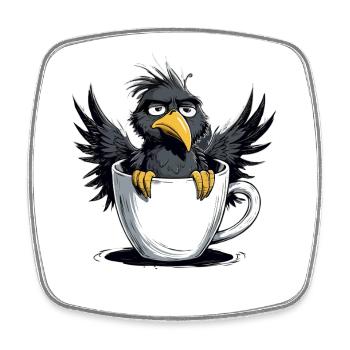 Morning grouch coffee no desire raven bad mood - Square fridge magnet - white - Front