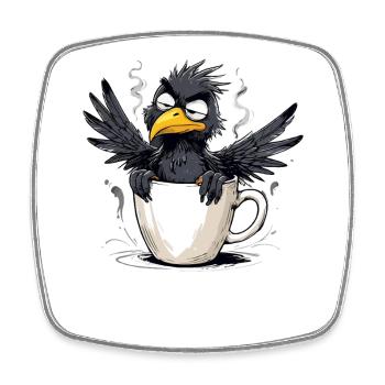Morgenmuffel Kaffee Kein Bock Rabe Schlechte Laune - Viereckiger Kühlschrankmagnet - Weiß - Vorne