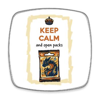 Keep Calm And Open Packs Sammelkarten-Booster-Pack - Viereckiger Kühlschrankmagnet - Weiß - Vorne