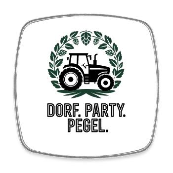  DORF. PARTY. PEGEL. Traktor Dorfkinder Bauern - Viereckiger Kühlschrankmagnet - Weiß - Vorne