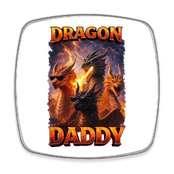 Feuerdrachen Daddy - Viereckiger Kühlschrankmagnet - Weiß - Vorne