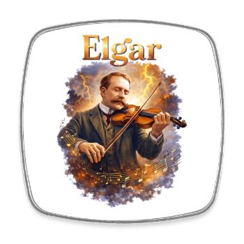 Elgar Violin in the Storm - Square fridge magnet - white - Front