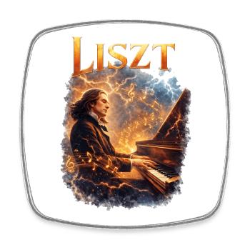 LISZT Fire Melodies on the Piano - Square fridge magnet - white - Front