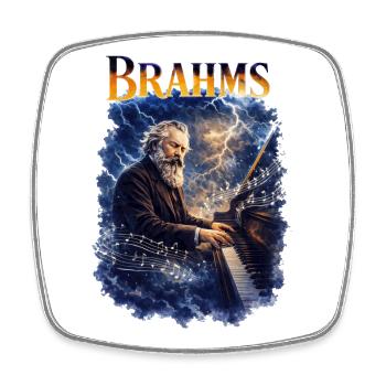 Brahms Piano Storm - Square fridge magnet - white - Front