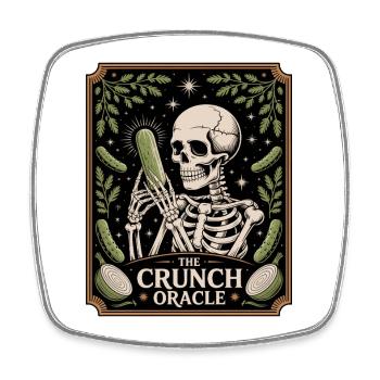 The Crunch Oracle Skelett Mit Gurke Humor - Viereckiger Kühlschrankmagnet - Weiß - Vorne
