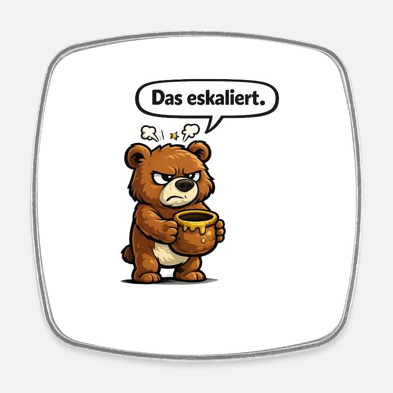 The Escalated Bear Honey Humor Gift - Square fridge magnet - white