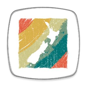 Neuseeländische Landkarte Retro-Logo Vintage-Neuseeland - Viereckiger Kühlschrankmagnet - Weiß - Vorne