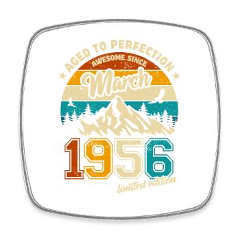 Vintage Limited Edition March 1956 Geburtstag - Viereckiger Kühlschrankmagnet - Weiß - Vorne