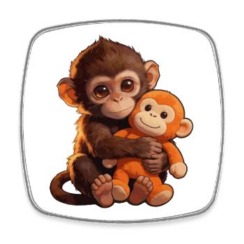 Süßer Baby Affe gibt Faustschlag Monkey Punch - Viereckiger Kühlschrankmagnet - Weiß - Vorne