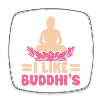 Yoga J’aime le yoga drôle de Buddhi - Magnet carré - blanc - Devant