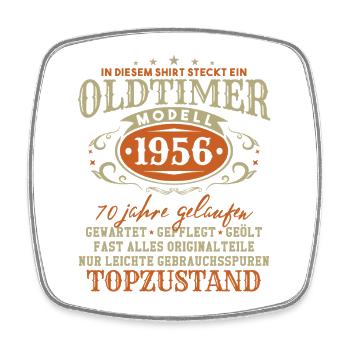 Oldtimer Baujahr 1956 Jahrgang Geburtstag Geschenk - Viereckiger Kühlschrankmagnet - Weiß - Vorne