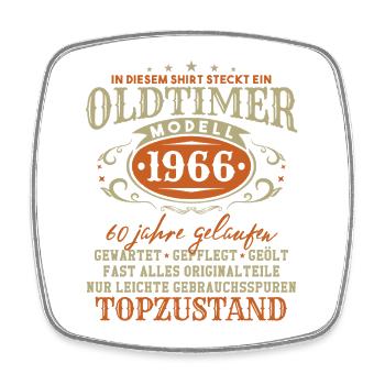 Oldtimer Baujahr 1966 Jahrgang Geburtstag Geschenk - Viereckiger Kühlschrankmagnet - Weiß - Vorne