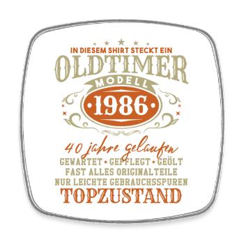 Oldtimer Baujahr 1986 Jahrgang Geburtstag Geschenk - Viereckiger Kühlschrankmagnet - Weiß - Vorne