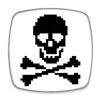Pixel Skull Crossbones T-Shirt - Viereckiger Kühlschrankmagnet - Weiß - Vorne
