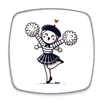 Mignonne fille avec des pompons pantomime - Magnet carré - blanc - Devant