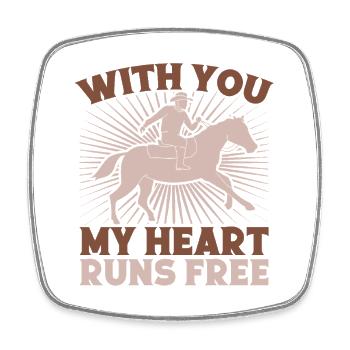 Western Rider With You Heart Runs Cowgirls Rodeo - Square fridge magnet - white - Front