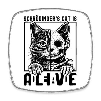 Schrödinger's Cat Dead And Alive - Viereckiger Kühlschrankmagnet - Weiß - Vorne