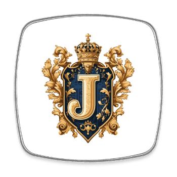 J Buchstabe Name Krone - Viereckiger Kühlschrankmagnet - Weiß - Vorne