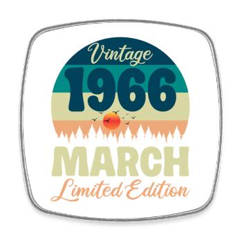 Vintage-Geschenk zum 60-jährigen Jubiläum März 1966 - Viereckiger Kühlschrankmagnet - Weiß - Vorne