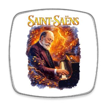 Saint-Saëns Piano Fireworks - Square fridge magnet - white - Front