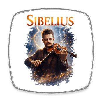 Sibelius Violine im Blitz - Viereckiger Kühlschrankmagnet - Weiß - Vorne