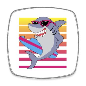 Requin surfeur rétro avec lunettes de soleil graphique - Magnet carré - blanc - Devant