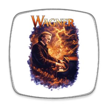 Portrait du feu au piano - Magnet carré - blanc - Devant