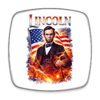 Lincolns Flammendes Freiheitsbild - Viereckiger Kühlschrankmagnet - Weiß - Vorne
