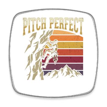 Pitch Perfect Climbing Mountaineering Retro - Square fridge magnet - white - Front