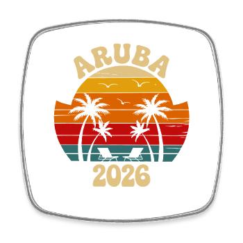 Aruba 2026 Sonnenuntergang Palmen - Viereckiger Kühlschrankmagnet - Weiß - Vorne