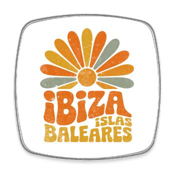Ibiza Insel Balearen Sonnenlogo - Viereckiger Kühlschrankmagnet - Weiß - Vorne