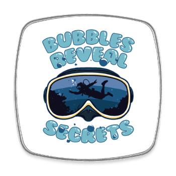 Taucher Tauchen Bubbles Reveal Secrets - Viereckiger Kühlschrankmagnet - Weiß - Vorne