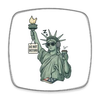 Statue of Liberty Do Not Disturb Coffee Design - Viereckiger Kühlschrankmagnet - Weiß - Vorne