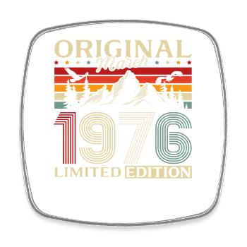 50th Birthday Gift Husband Vintage March 1976 - Square fridge magnet - white - Front