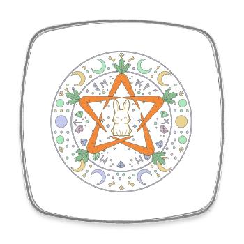 Pentagramme Carrot Bunny Occult Easter - Magnet carré - blanc - Devant