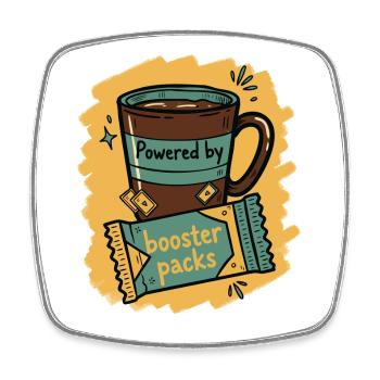 Angetrieben von Booster Packs Sammelkartensammler - Viereckiger Kühlschrankmagnet - Weiß - Vorne