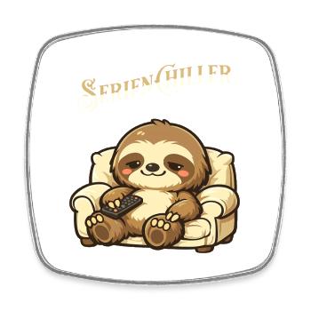 Sloth Series Chiller Pun Saying - Square fridge magnet - white - Front