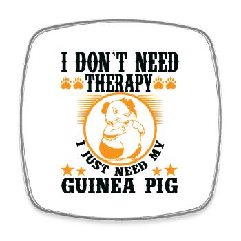 Guinea Pig Lover Funny Therapy Quote Graphic - Square fridge magnet - white - Front
