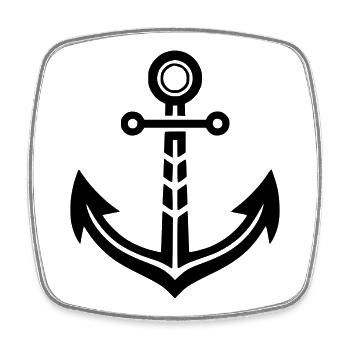 Moderner Anker Grafik – Maritimer Style Nordsee - Viereckiger Kühlschrankmagnet - Weiß - Vorne