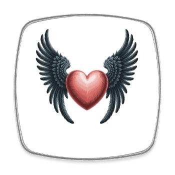 T-shirt Cœur avec Ailes Style Gothique - Magnet carré - blanc - Devant