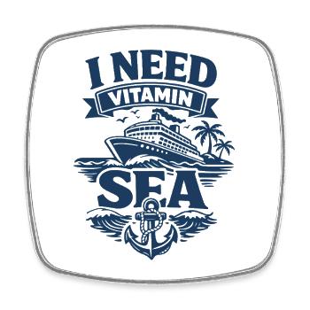 I need vitamin Sea | Kreuzfahrt Wortspiel - Viereckiger Kühlschrankmagnet - Weiß - Vorne