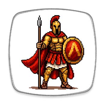 Spartan Warrior Pixel Art - Square fridge magnet - white - Front