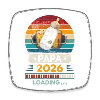 Papa 2026 en chargement. - Magnet carré - blanc - Devant