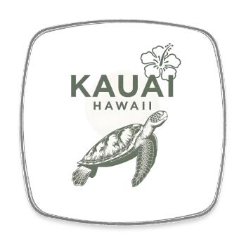 Kauai Hawaii Schildkröte Hibiskus - Viereckiger Kühlschrankmagnet - Weiß - Vorne