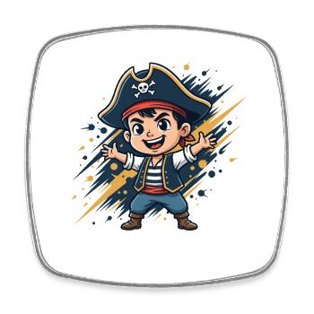 Little Pirate Hero - Square fridge magnet - white - Front
