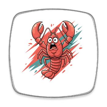 Excited Lobster Cartoon - Square fridge magnet - white - Front