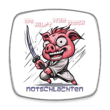 Schwein Krieger mit Katana - Viereckiger Kühlschrankmagnet - Weiß - Vorne