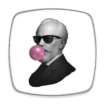 Rétro Gentleman avec du chewing-gum - Magnet carré - blanc - Devant