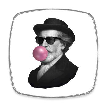 Vintage Gentleman with Bubblegum and Sunglasses - Square fridge magnet - white - Front