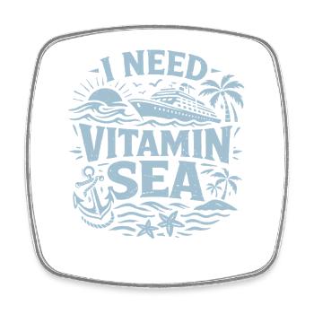 J’ai besoin de vitamine marine | Motif de jeux de mots de croisière - Magnet carré - blanc - Devant